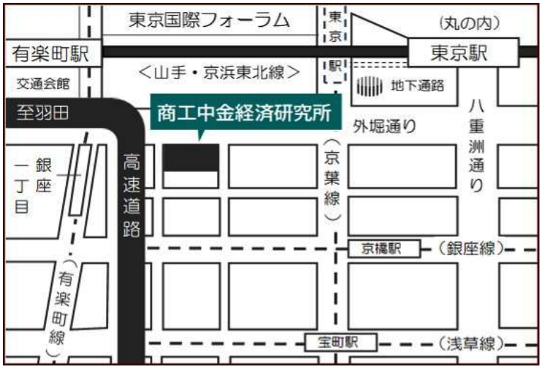 地図:本社 東京都中央区八重洲2-10-17 商工中金本店内